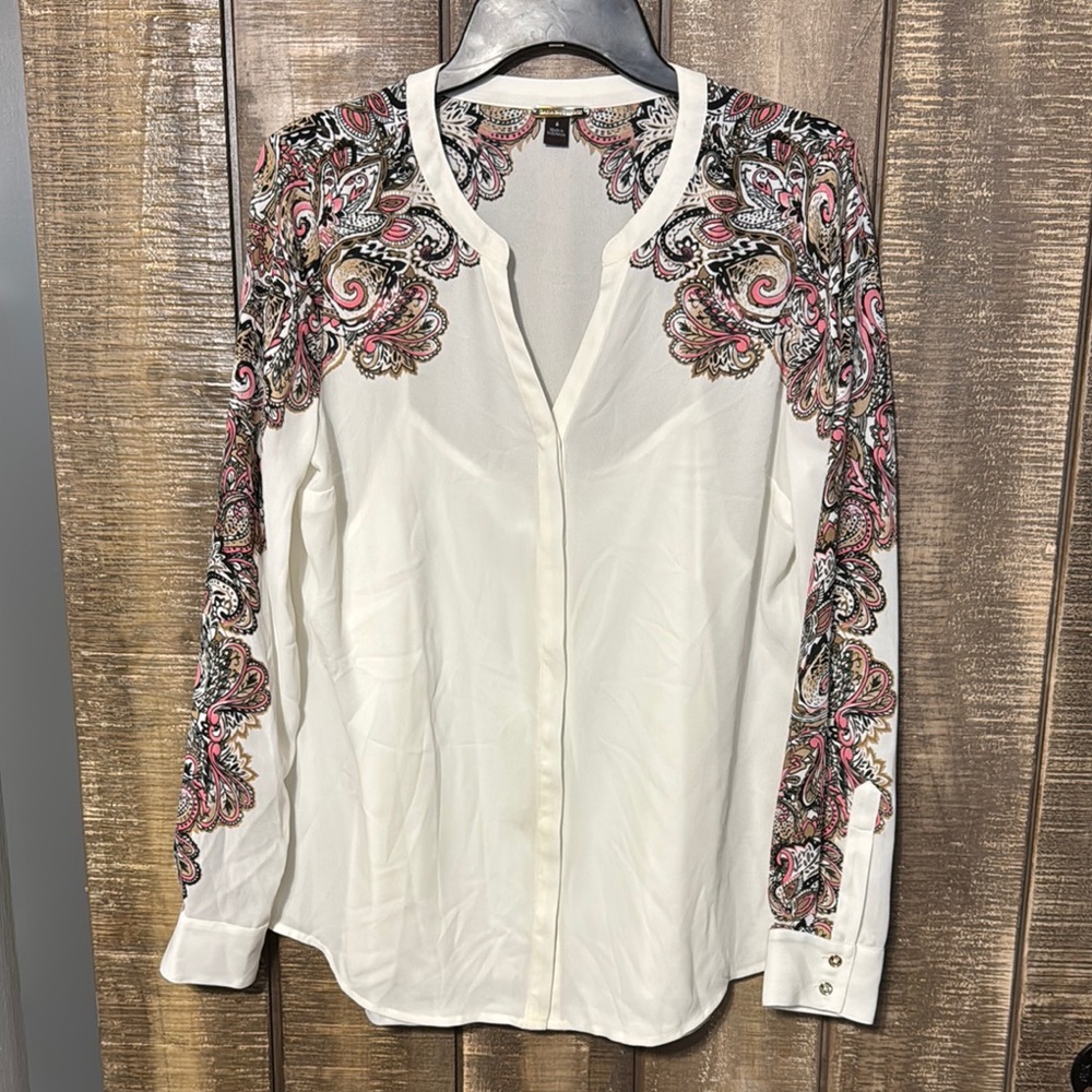 Elegant Paisley Embroidered Women's Top - Dana Buchman